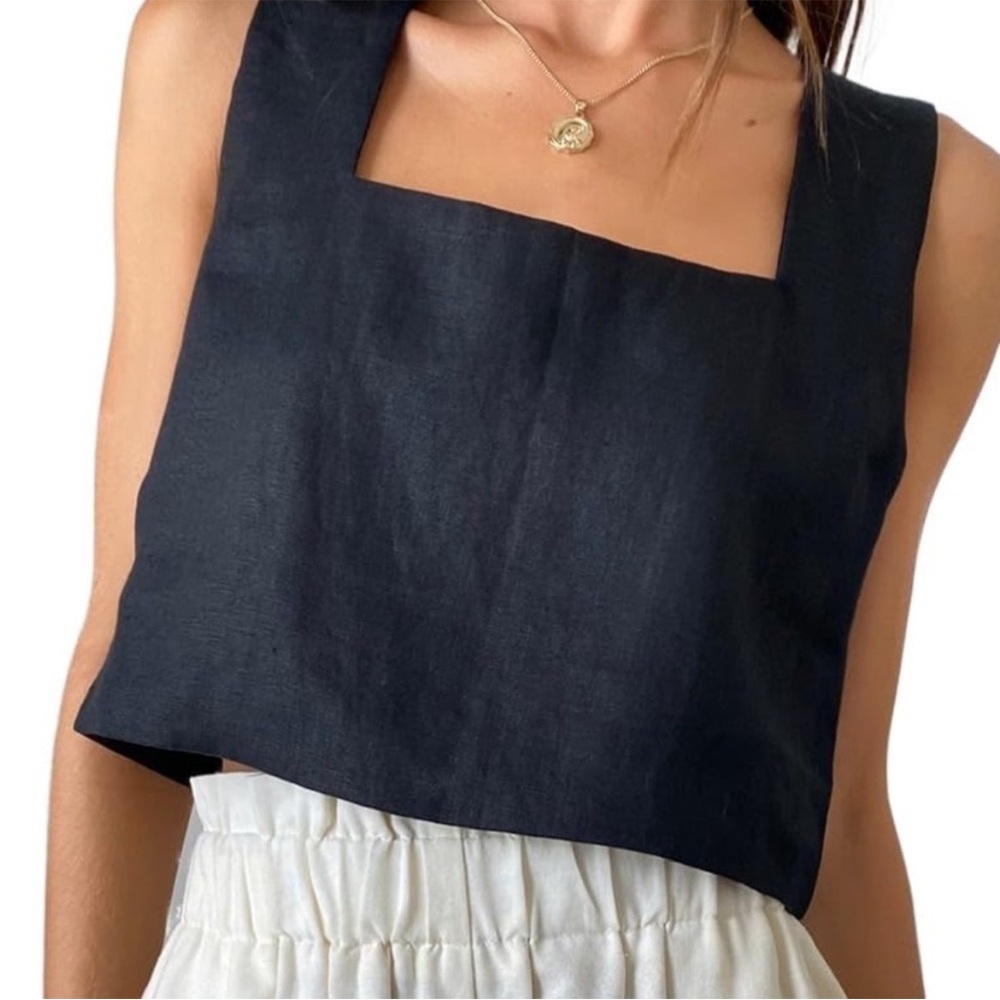 Abercrombie & Fitch Linen-Blend Squareneck Top